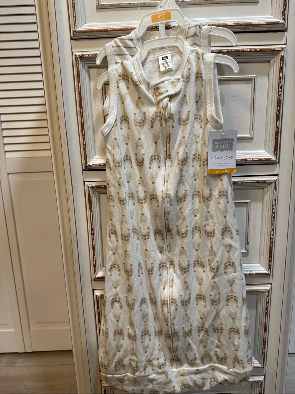 Hudson Baby Beige & White Giraffe Sleep Sack